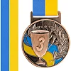 Медаль спортивна зі стрічкою SP-SPORT UKRAINE з українською символікою C-6834 (Бронзовий)
