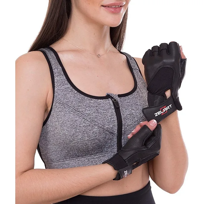 Спортивные перчатки кожаные
 ZELART

 SB-161556 (Черный)