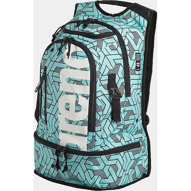 Рюкзак спортивный Arena FASTPACK 3.0 ALLOVER 40L черный, бирюзовый 54x36x27 см