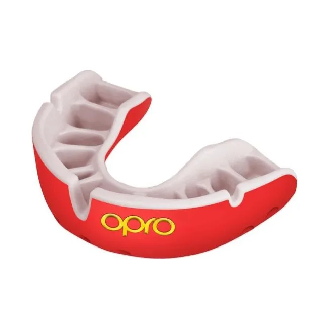 Капа OPRO Gold взрослая (возраст 11+) Red/Pearl (art.102504004)