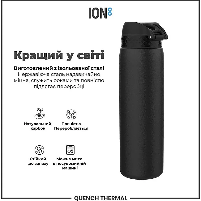Бутылка для воды металлическая вакуумная ION8 920 мл. Vacuum Insulated, Black