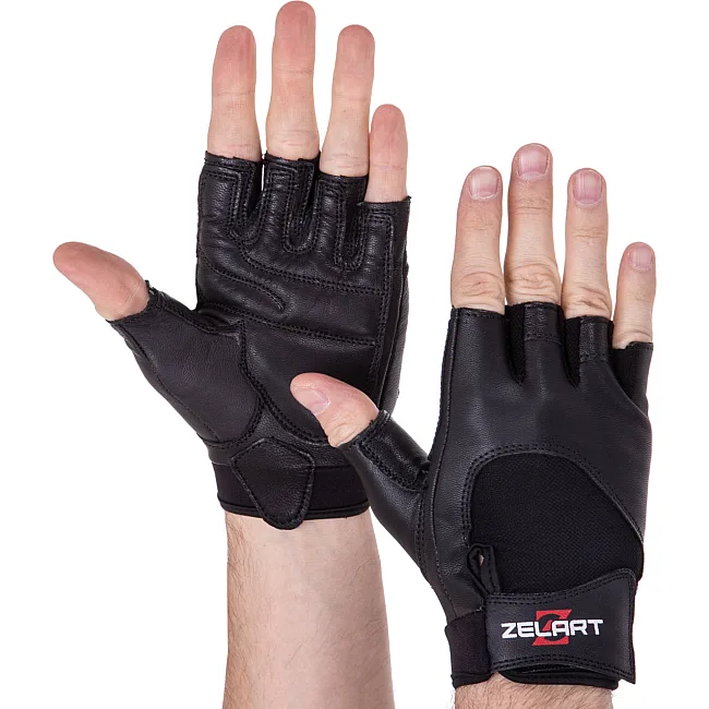 Спортивные перчатки кожаные
 ZELART

 SB-161556 (Черный)