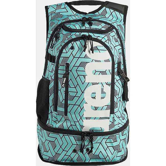 Рюкзак спортивный Arena FASTPACK 3.0 ALLOVER 40L черный, бирюзовый 54x36x27 см