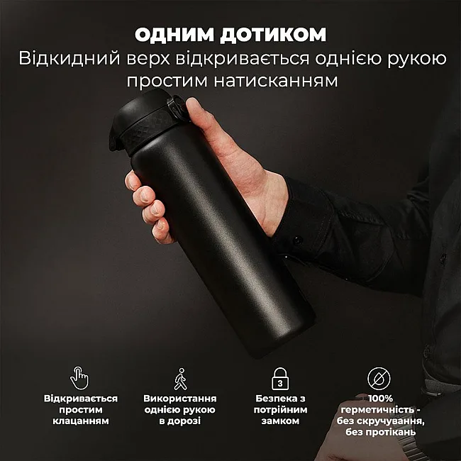 Бутылка для воды металлическая вакуумная ION8 920 мл. Vacuum Insulated, Black