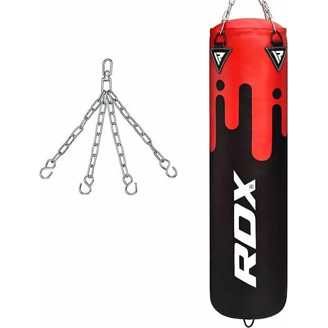 Боксерський мішок RDX Leather Black/Red (1.5м, 45-55кг)