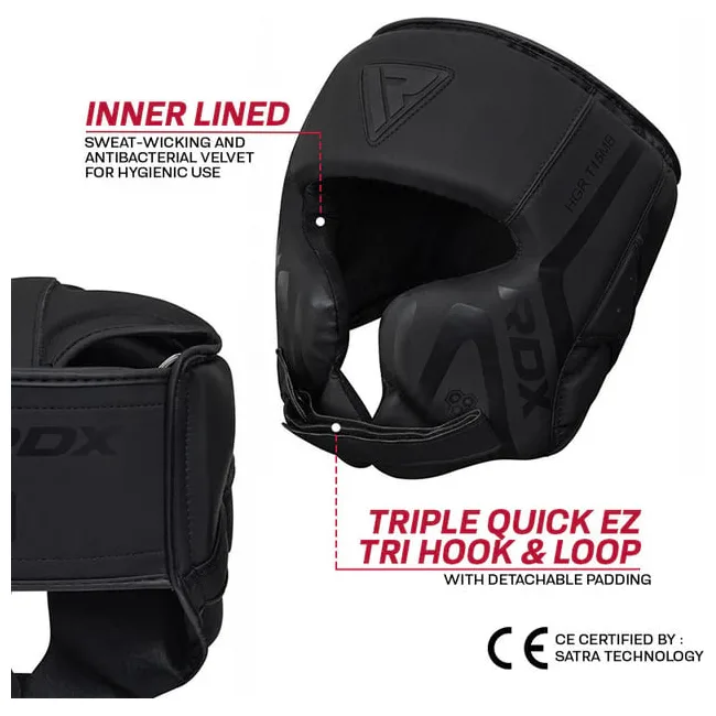 Шлем для бокса RDX T15 Noir Cheek Protector Black