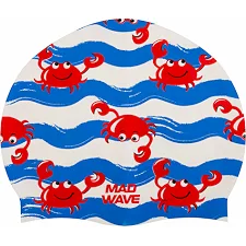 Шапочка для бассейна силиконовая для взрослых MADWAVE Crabs M057407 (Белый)