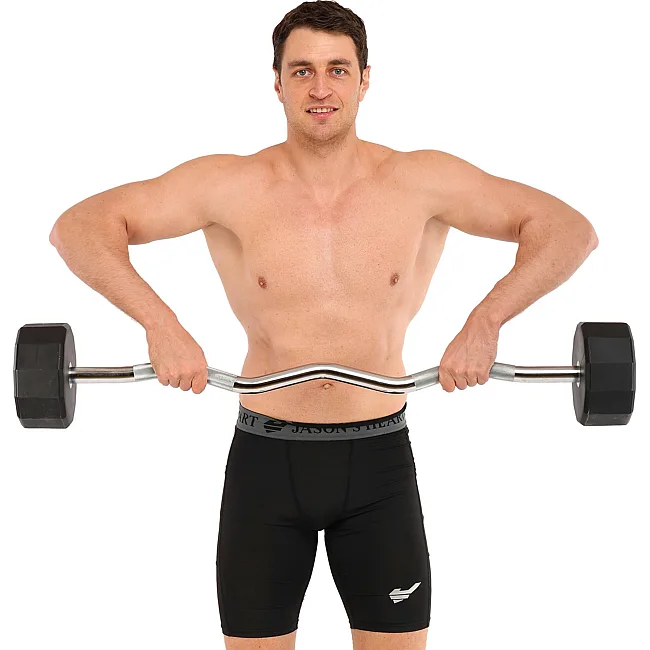 Штанга неразборная с фиксированным весом изогнутая PEV HAMMER STRENGHT TA-9978-40 (Черный)