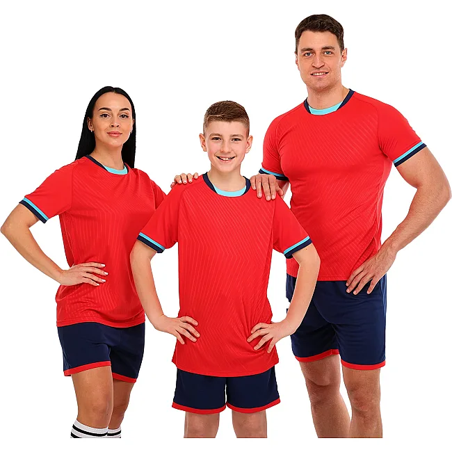 Футбольная форма комплект футболка и шорты LIDONG JG-6319 4XS-XXL (Красный-темно-синий)