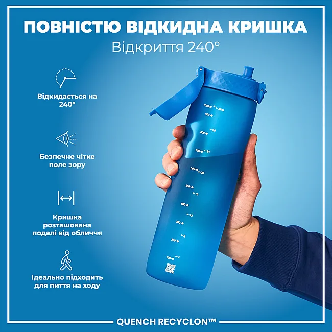 Бутылка для воды ION8 1000мл. (ЭКО бутылка) BPA Free, Blue