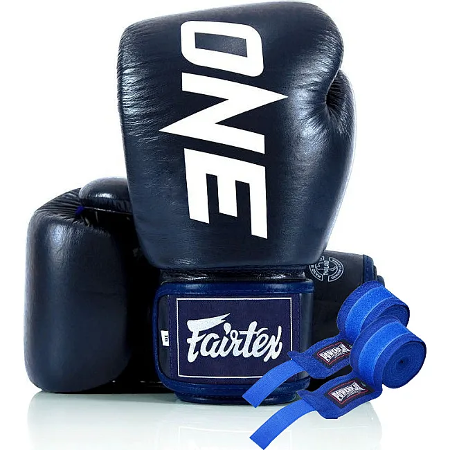 Боксерские перчатки Fairtex BGV1-ONE (натуральная кожа) Blue (бинты в комплекте)