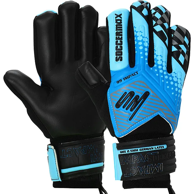 Вратарские перчатки профессиональные с защитой пальцев SOCCERMAX GK-4317 7-11 (Синий-голубой)