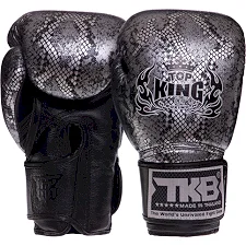 Перчатки для бокса кожаные TOP KING Super Snake TKBGSS-02 8-18унций (Черный-серебряный)