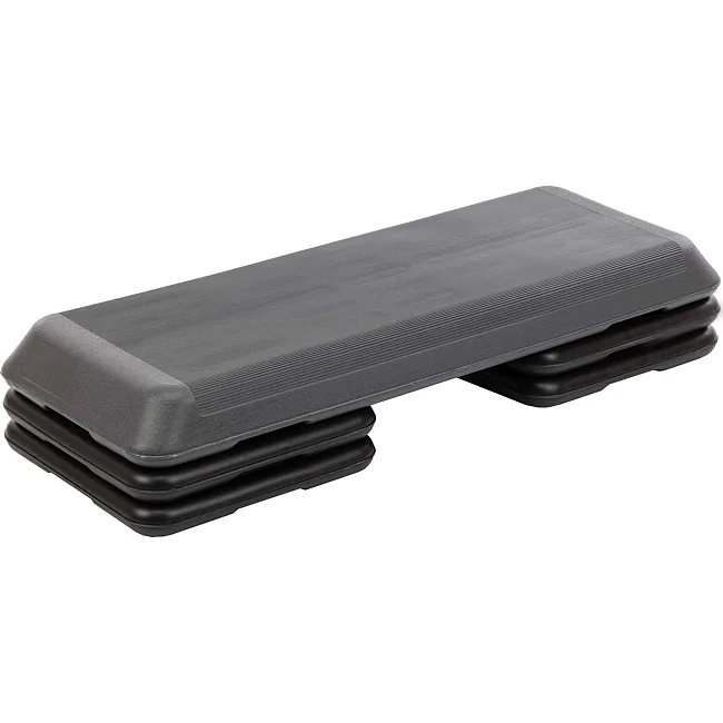 Степ-платформа для фитнеса и аэробики 3 уровня высоты SP-SPORT FI-1577 110x36,5x10-21см (Черный-серый)