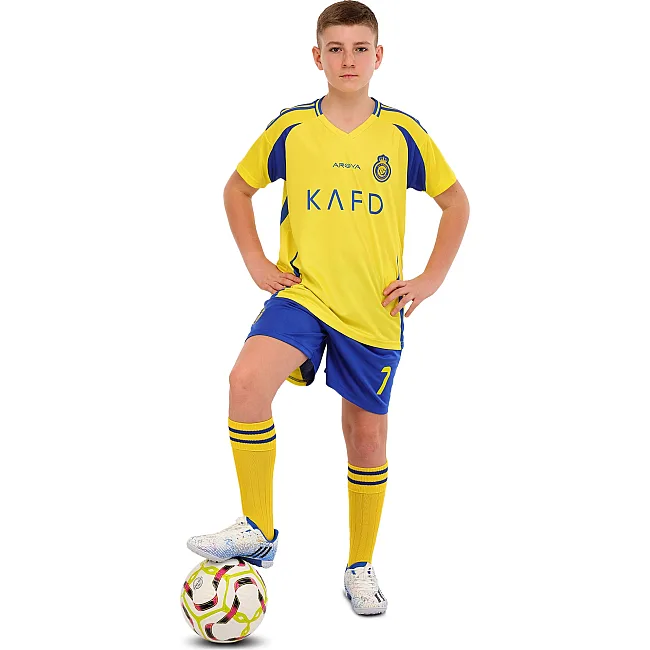 Дитяча футбольна форма із символікою футбольного AL NASSR RONALDO 7 домашня 2025 SP-SPORT CO-4655