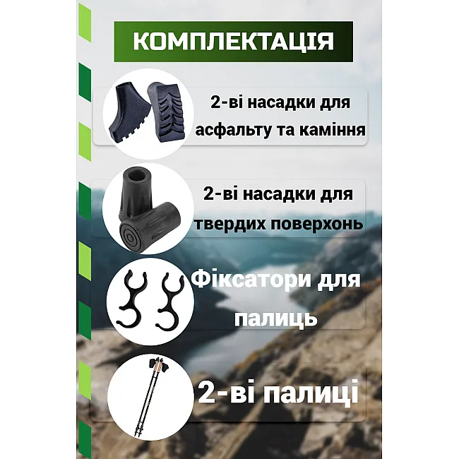 Палки для скандинавской ходьбы PowerPlay 9105 Sisu Black/Gold 80-135 см (пара)