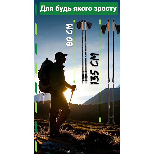 Палки для скандинавской ходьбы PowerPlay 9105 Sisu Black/Gold 80-135 см (пара)