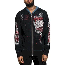 Двусторонняя толстовка AFFLICTION Rebel Youth Rev Zip Black Aegean Blue