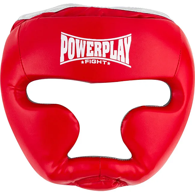 Тренировочный шлем для бокса POWERPLAY 3068 PU+Amara Красно-Белый