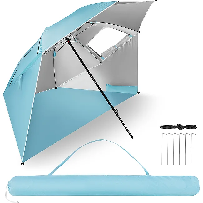 Зонт пляжный 2-в-1 NILS CAMP NC17114 XXL 240 см, голубая