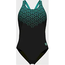 Купальник закрытый для женщин Arena KIKKO V SWIMSUIT V BACK GRAPHI черный, зеленый (для женщин) 38