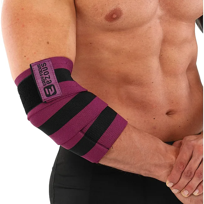 Бинты на локти для жима BUNDLED ELBOW SLEEVE EZOUS A-11-E 2шт (Черный-фиолетовый)