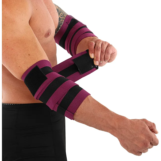 Бинты на локти для жима BUNDLED ELBOW SLEEVE EZOUS A-11-E 2шт (Черный-фиолетовый)