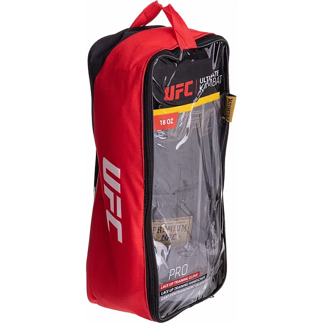 Боксерские перчатки
 на шнуровке кожаные UFC PRO Prem Lace Up UHK-75047 18унций