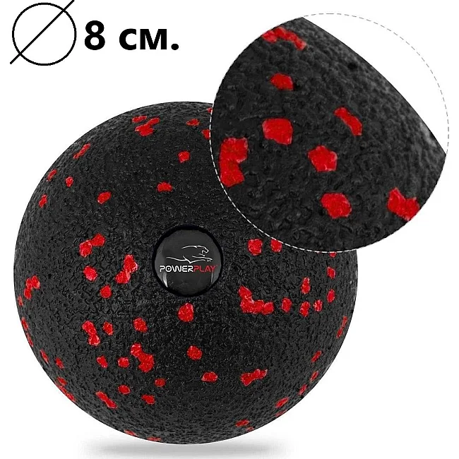 Набір для масажу та йоги PowerPlay PP_4091 EPP (2 м'ячики + валик масажер 15*5,3 см.) Red + резинка 11кг. опір