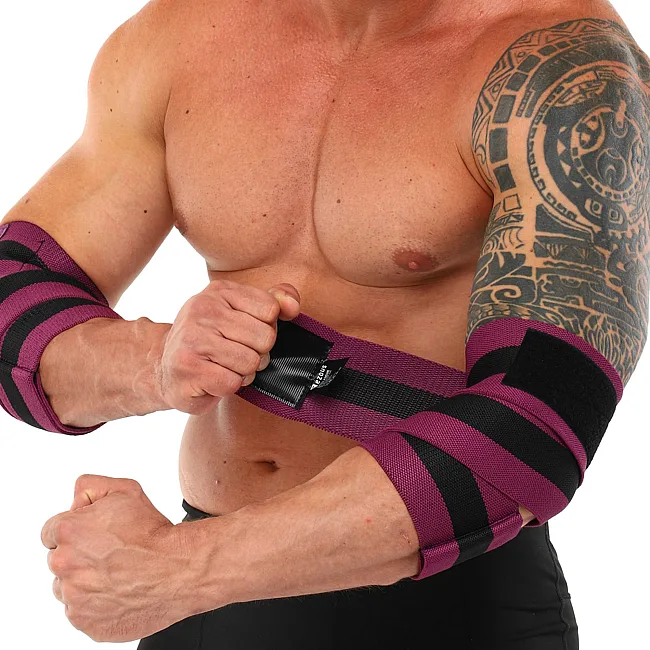 Бинты на локти для жима BUNDLED ELBOW SLEEVE EZOUS A-11-E 2шт (Черный-фиолетовый)