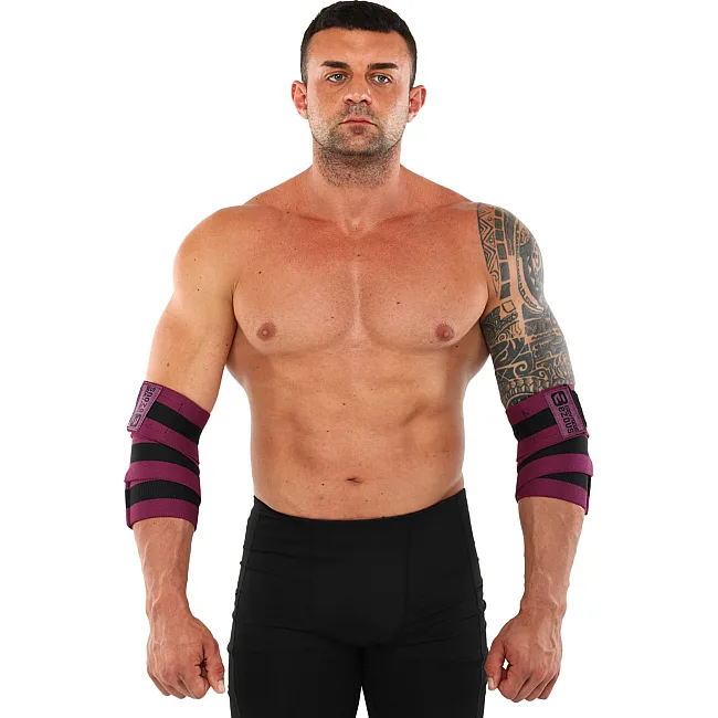 Бинты на локти для жима BUNDLED ELBOW SLEEVE EZOUS A-11-E 2шт (Черный-фиолетовый)