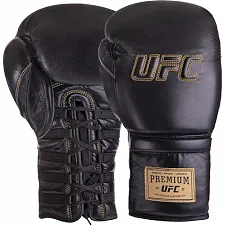 Боксерские перчатки на шнуровке кожаные UFC PRO Prem Lace Up UHK-75047 18унций