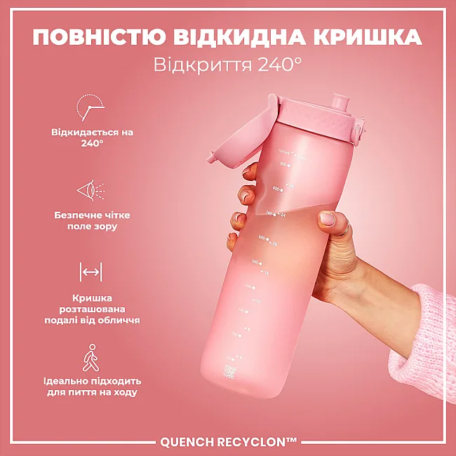 Бутылка для воды ION8 1000мл. (ЭКО бутылка) BPA Free, Rose Quartz