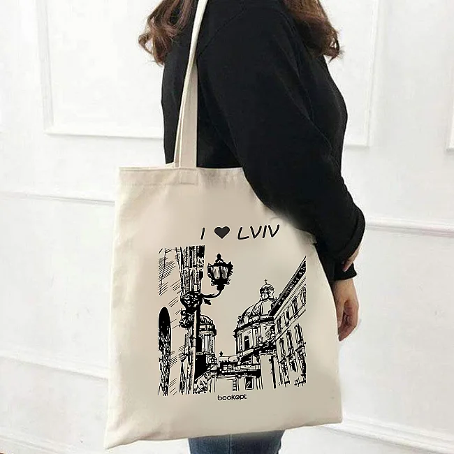 Экошопер BOOKOPT BK4017 I Love Lviv бежевый