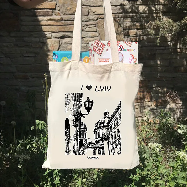 Экошопер BOOKOPT BK4017 I Love Lviv бежевый