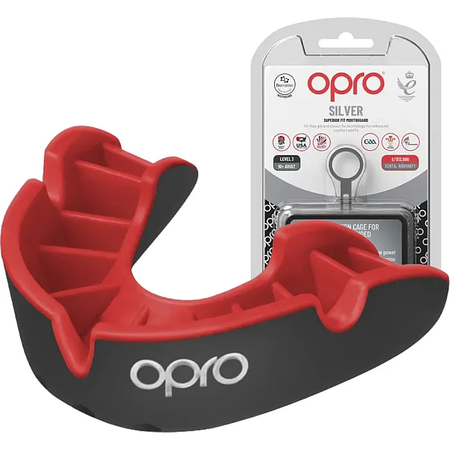 Капа OPRO Silver детская (возраст до 10) Black/Red (art.102503001)