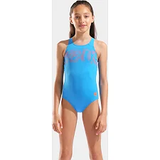 Купальник закрытый для девочек Arena GRAPHIC SWIMSUIT V BACK голубой (для детей)