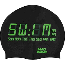 Шапочка для бассейна силиконовая для взрослых MADWAVE Time M055451 (Черный)
