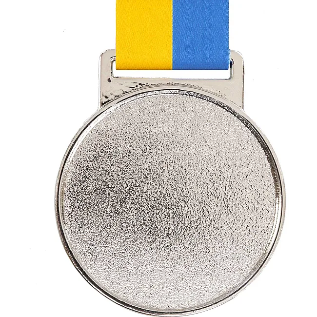 Медаль спортивна зі стрічкою SP-SPORT UKRAINE з українською символікою C-6834 (Срібний)