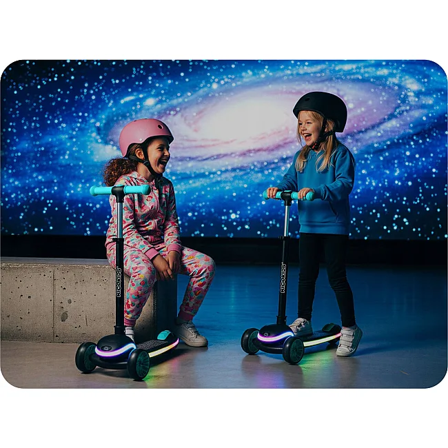 Детский самокат трехколесный Ricokids Leddi черно-бирюзовый