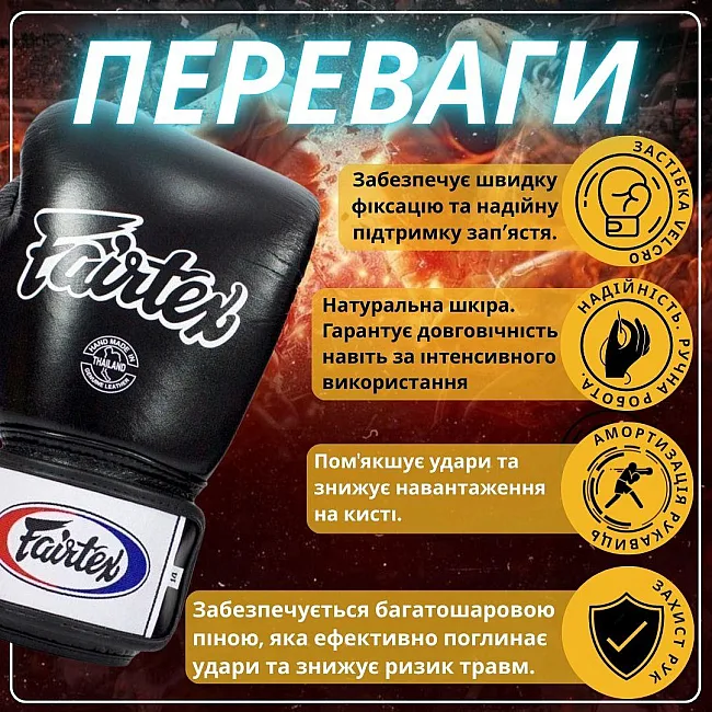 Боксерські рукавиці Fairtex BGV1 Black (бинти в комплекті)