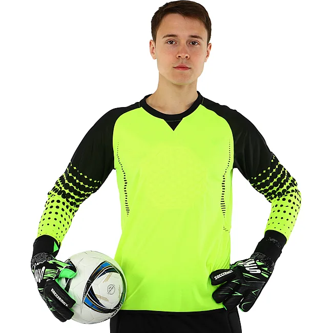 Воротарські рукавички
 професійні із захистом пальців SOCCERMAX FB-8244
 7-11 (Чорний-жовтий)