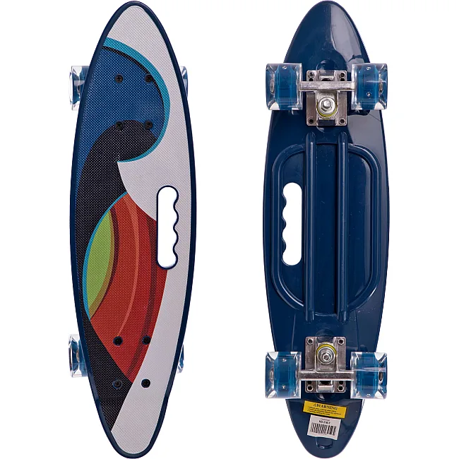 Пенни борд Penny Board круизер пластиковый со светящимися колесами и ручкой для переноски 24