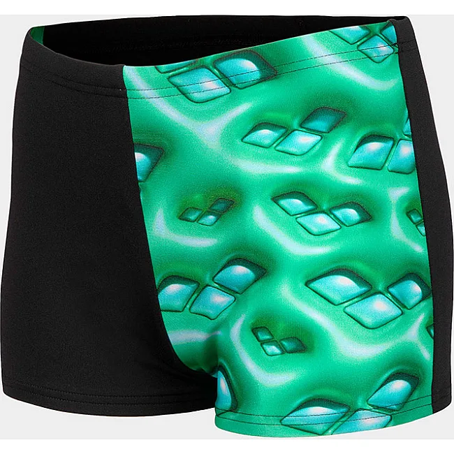Плавки-боксеры для мальчиков Arena FOAM SWIM SHORT черный, зеленый, бирюзовый