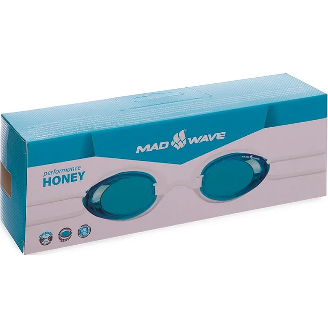 Очки для плавания взрослые MADWAVE
 HONEY M042718 (Голубой-белый)
