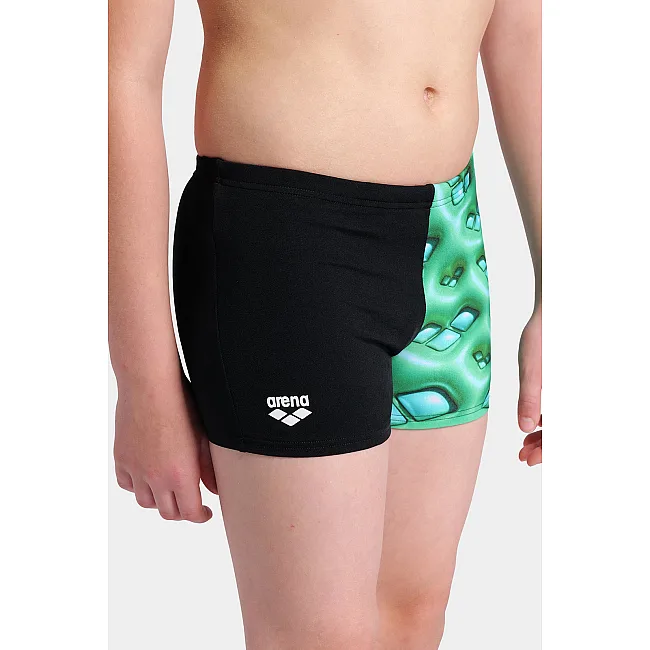 Плавки-боксеры для мальчиков Arena FOAM SWIM SHORT черный, зеленый, бирюзовый