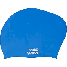 Шапочка для бассейна силиконовая на длинные волосы для взрослых MADWAVE LONG HAIR M051101 (Синий)