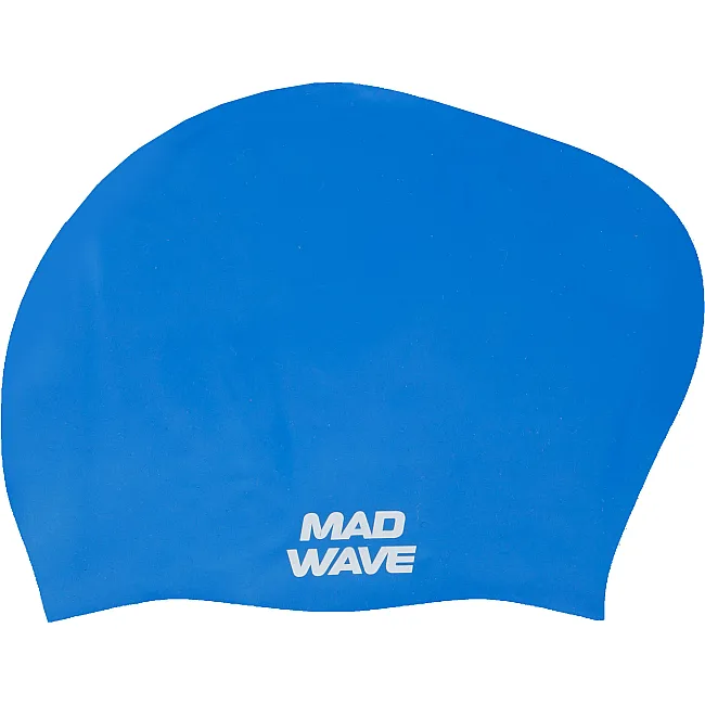 Шапочка для бассейна силиконовая на длинные волосы для взрослых MADWAVE LONG HAIR M051101 (Синий)