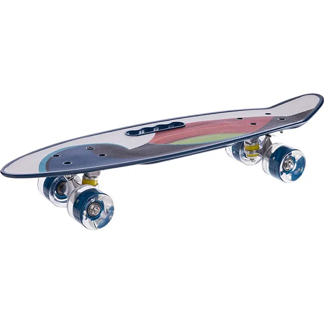 Пенни борд Penny Board круизер пластиковый со светящимися колесами и ручкой для переноски 24