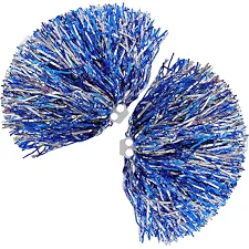 Розпродаж! Помпони матові для танців із захватами-кільцями SP-SPORT Pom-Poms C-0838 2шт (Срібний-синій)